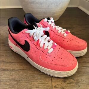 Nike Air Force 1 Low Pink Leather Black Swoosh Men’s Size 8